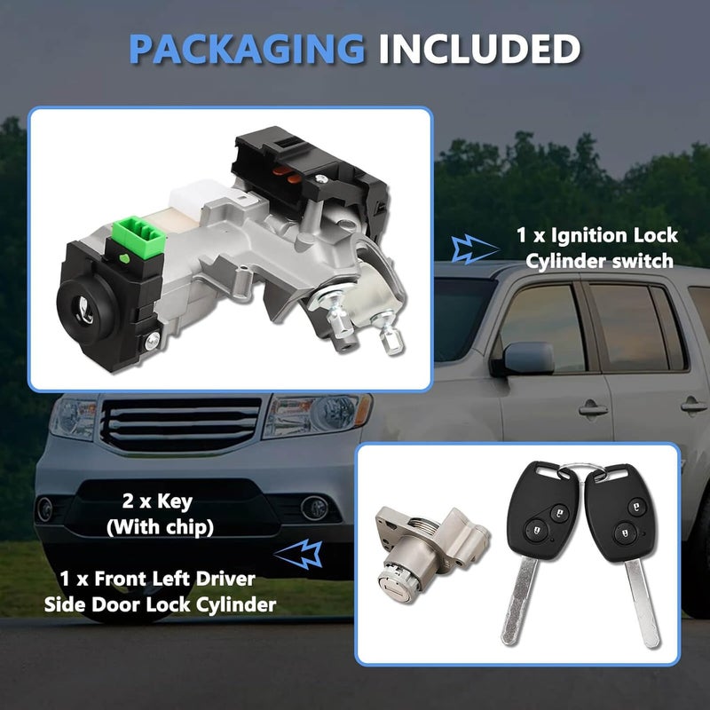 RAMATA 06351-SZA-A01 Ignition Switch Lock Cylinder with Key (with Blank Chip) Compatible with 2009 2010 2011 2012 2013 2014 2015 Honda Pilot, Replace # 72185-SZA-A01(Ignition Chip: 46,Frequency: 315Hz - Image 5